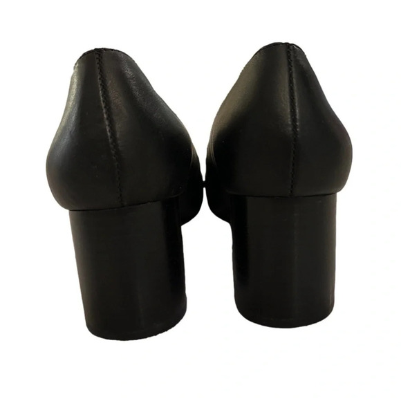 Adrienne Vittadini Glatz Leather black round toe chunky block heel pumps sz 7.5 - Picture 4 of 8